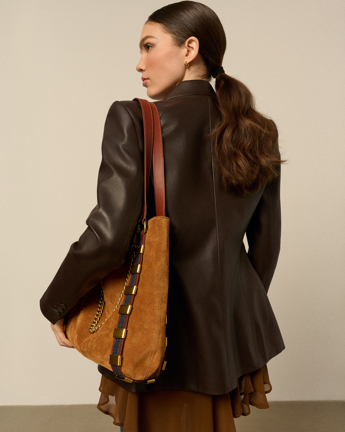 RAPT Links Tote Cognac Suede Shoulder Bag