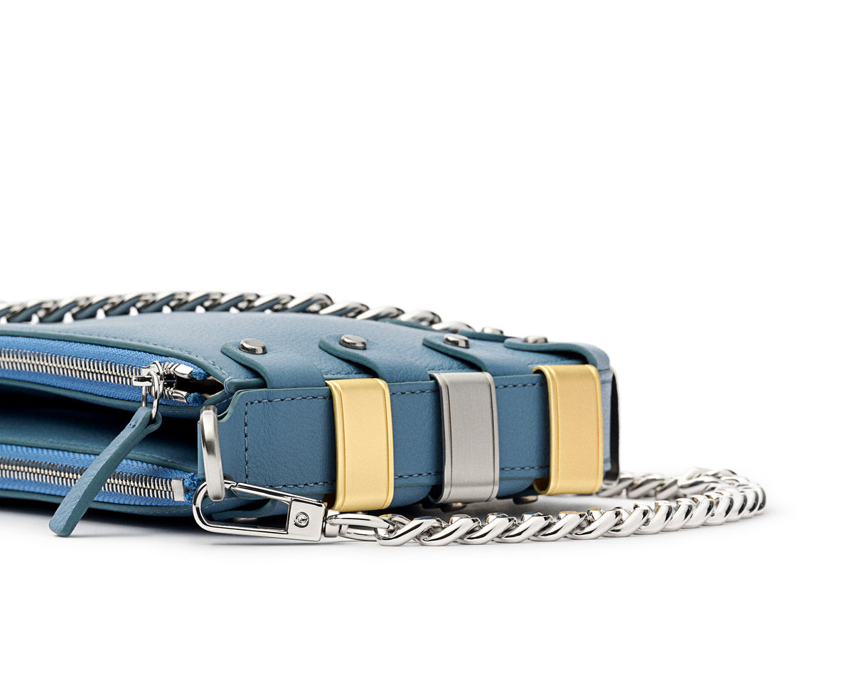RAPT Rapture Small City Blue Leather Crossbody Bag